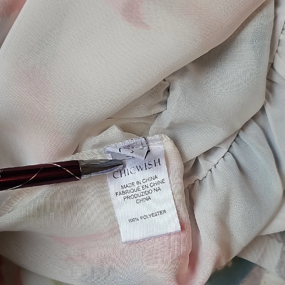ChicWish Paint In Grace Flowy Watercolor Maxi Dress Size L - Picture 3 of 8
